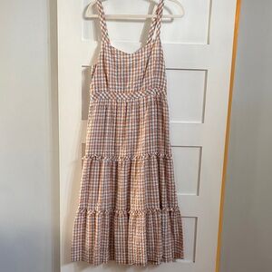 Madewell Women’s Checkered Dress - Orange and White